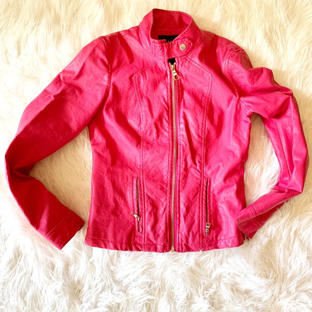 Faux Pink Leather Jacket